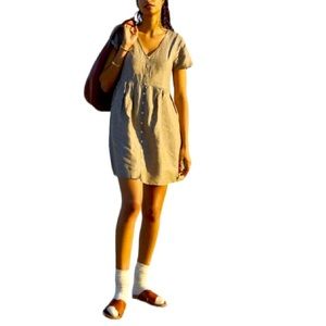 Madewell Linen Blend Pockets Bottom Front Mini Dress Size M